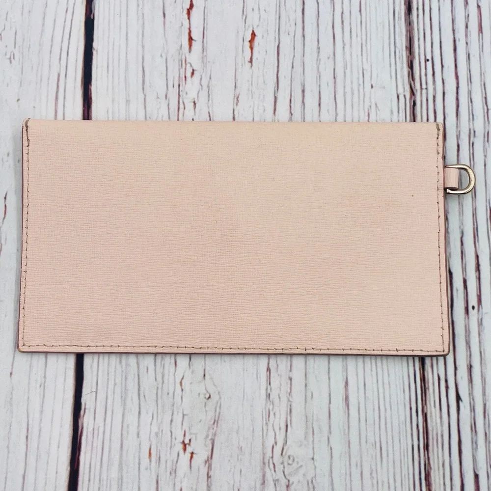 Dooney & Bourke Pink Textured Leather Envelope Clutch Wallet‎ Gold Tone Hardware